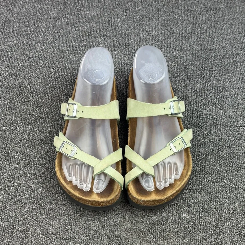 Birkenstock Mayari Sandals Size 37 Regular Faded Lime Soft Footbed Toe Loop